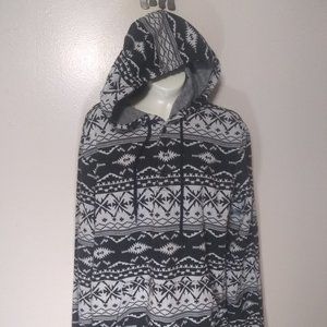 On the Byas Grey/Black Native Print Hoodie Sz Med.